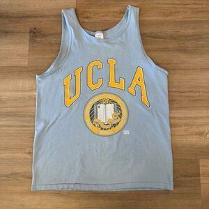 Vintage 80s 90s UCLA Bruins Single Stitch Blue & Yellow Tank Top Sz L By Marquee